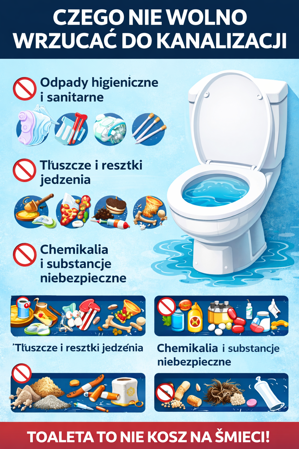 Czego nie wrzucać do kanalizacji
